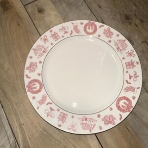 Grace Teaware Pink Bow * 6 DINNER PLATES * Christmas Wreath Bells Snowman NEW